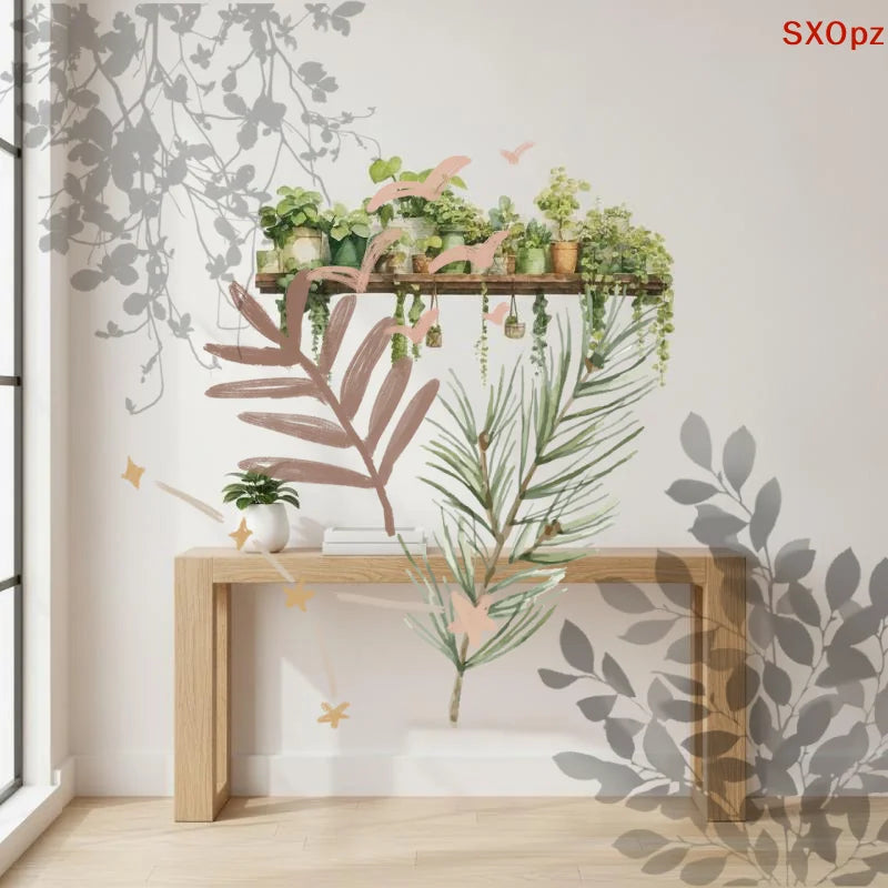 Creative 3D Green Plant Bonsai Wall Decals Sticker Living Room Bedroom Stick Wall Art Decor