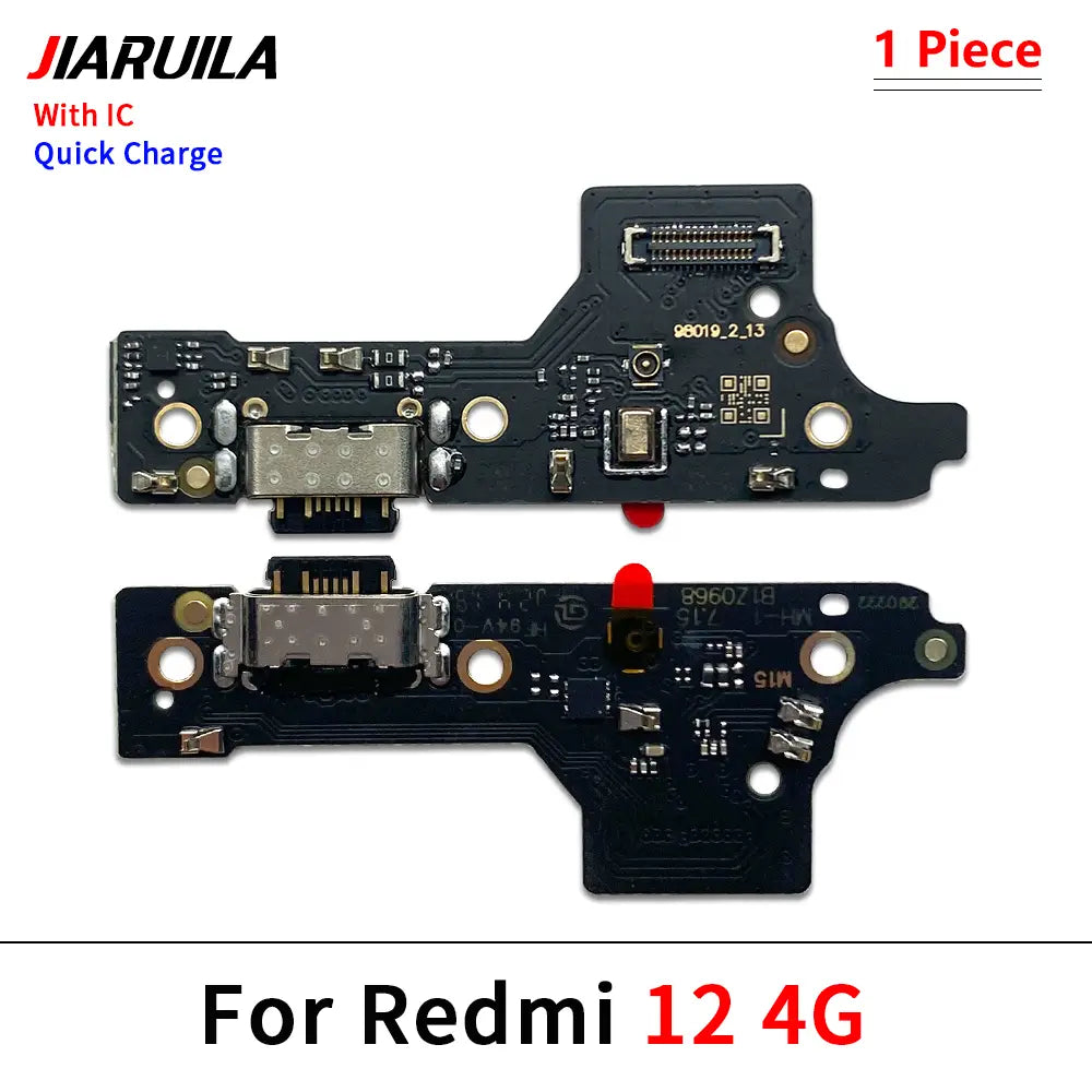 Schwarze Leiterplatte, USB-Ladeanschluss-Flexkabel mit IC-Bauteilen für Xiaomi Redmi 12 4G, ausgelegt für zuverlässige Zustellung mit China Post und verlängerte Schutzzeit innerhalb der Redmi-Serie.