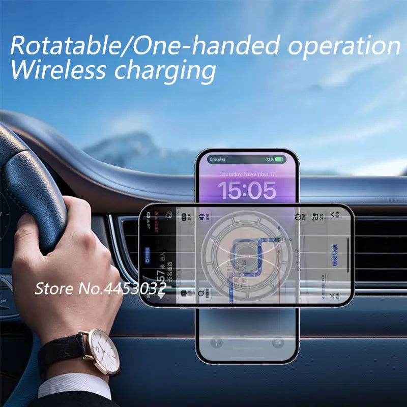 Un soporte para teléfono inalámbrico de carga transparente y elegante, con diseño giratorio para el manejo con una sola mano e integración de la función de carga inalámbrica para Audi A6 C7 A7 4g8.