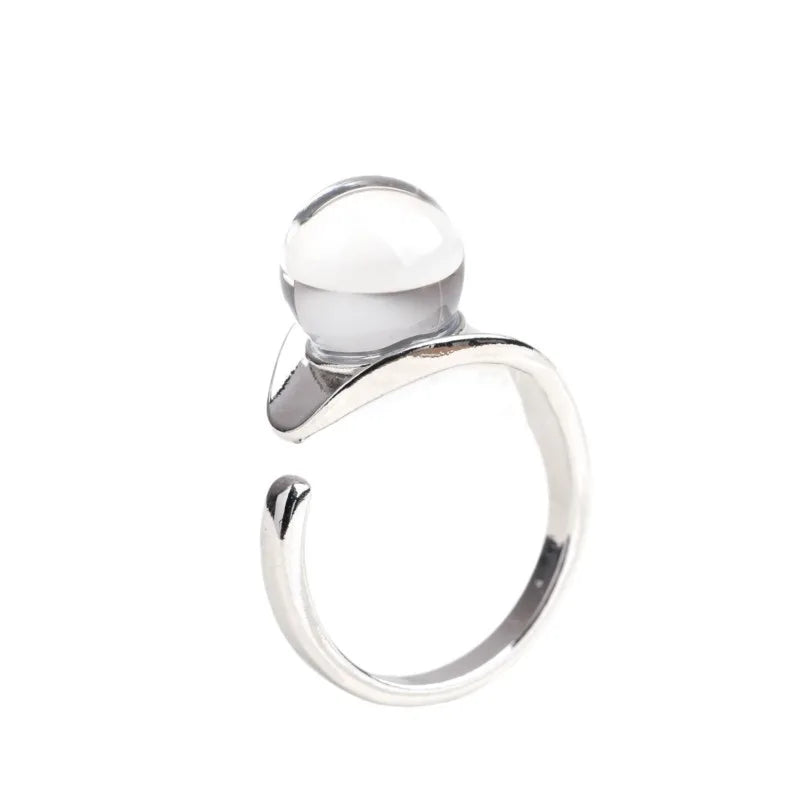 925 Sterling Silver Rings for Women Couple Minimalist Handmade Big Ball Ring Fine Jewelry Birthday Gift Prevent Allergy
