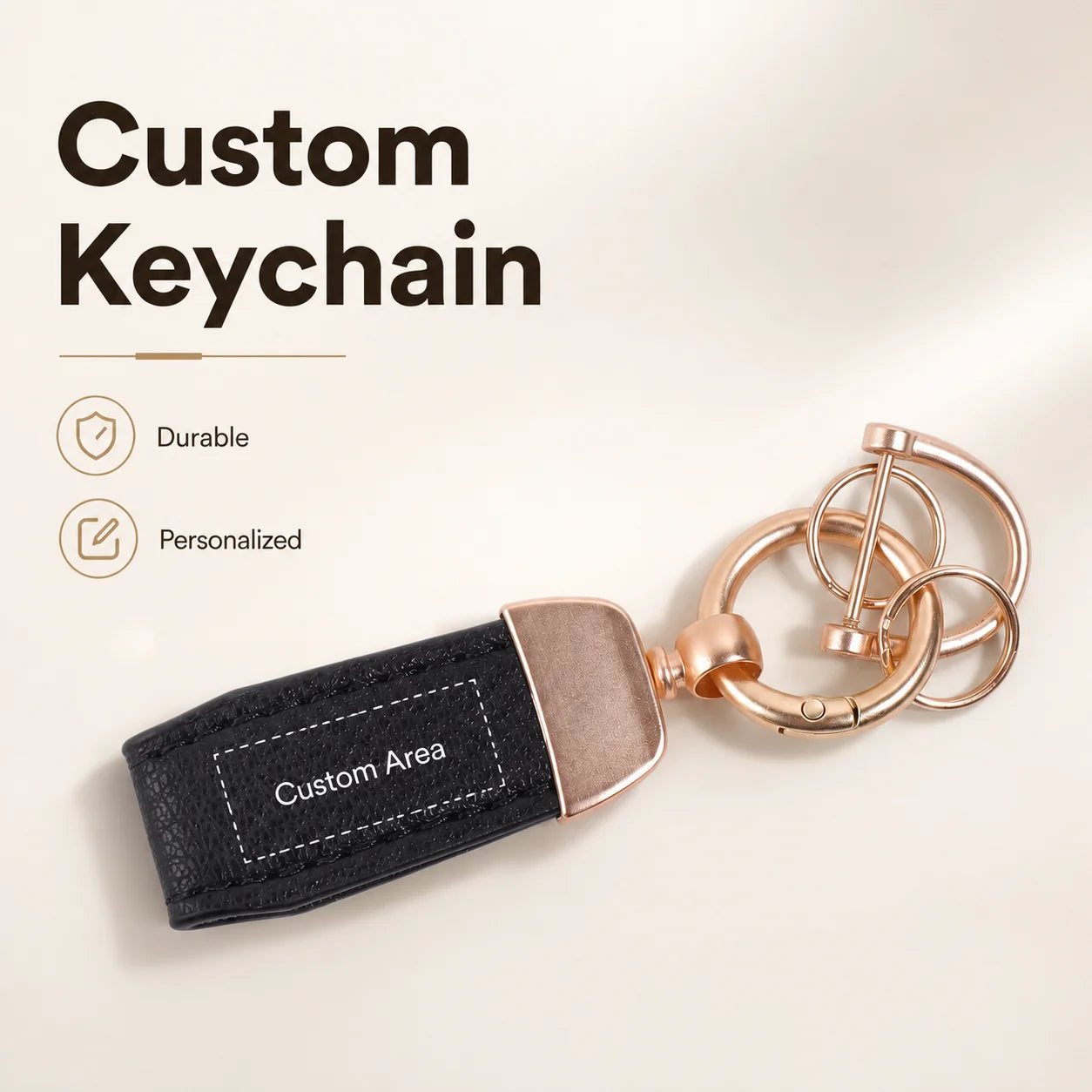 Custom Name Keychain Personalized Laser Engraved Double Rings Key Holder for Pendant Anti-lost Customized Name Key Chain