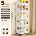 5-Tier Storage Rack - Kids Toy Organizer, Kitchen Snack Rack, Movable Shelf with Side Hooks for Home Organization & Storage