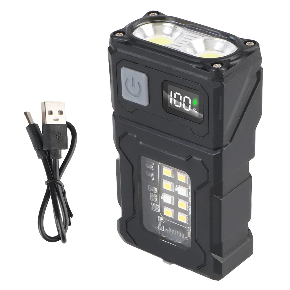 Hiking Camping Working Side Lamp Multifunctional Emergency Light Portable Adjustable Angle Flashlight USB Rechargeable