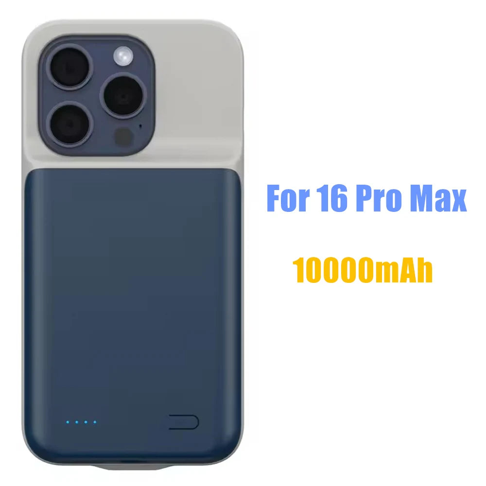 10000mAh Powerbank Cover For iPhone 17 16 Pro Max 17Air 16 Plus 16e External Battery Cases Portable Charger Power Bank Case