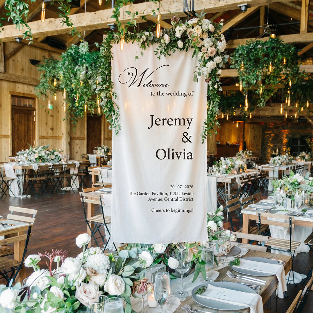 Custom Fabric Wedding Welcome Sign Personalized Welcome Banners for Wedding Engagement Bridal Shower Party Outdoor Decor