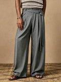 Men's Casual Fashion Grey Business Trousers Wide Leg Long Pants British Style Comfortable Leisure Pants for Men