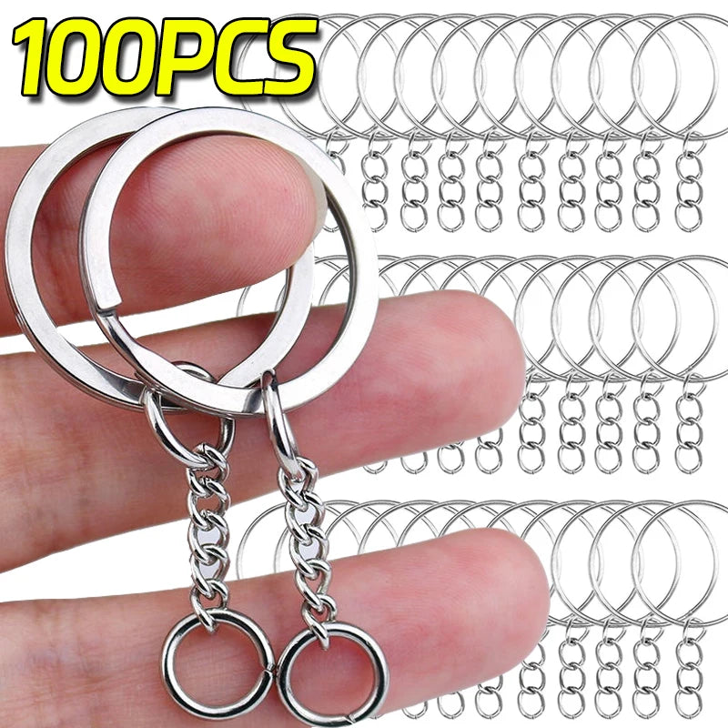 Metal Keychains with Split Rings Link Chain Key Rings Keyfob Key Pendants Holder Rings DIY Key Chains Keyring Accessories Tools