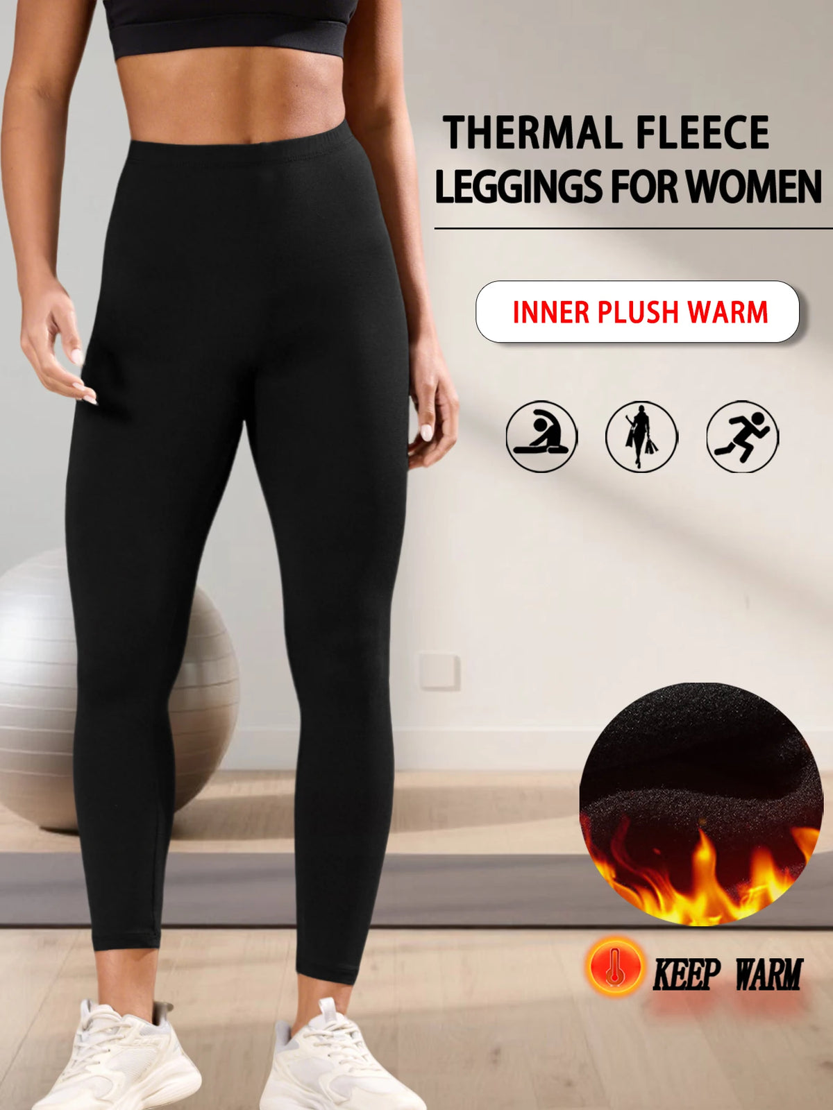 Women's Thermal Fleece Lined Leggings. Super Soft High-Waisted Design Perfect for Yoga, Running and Cold Weather Activities