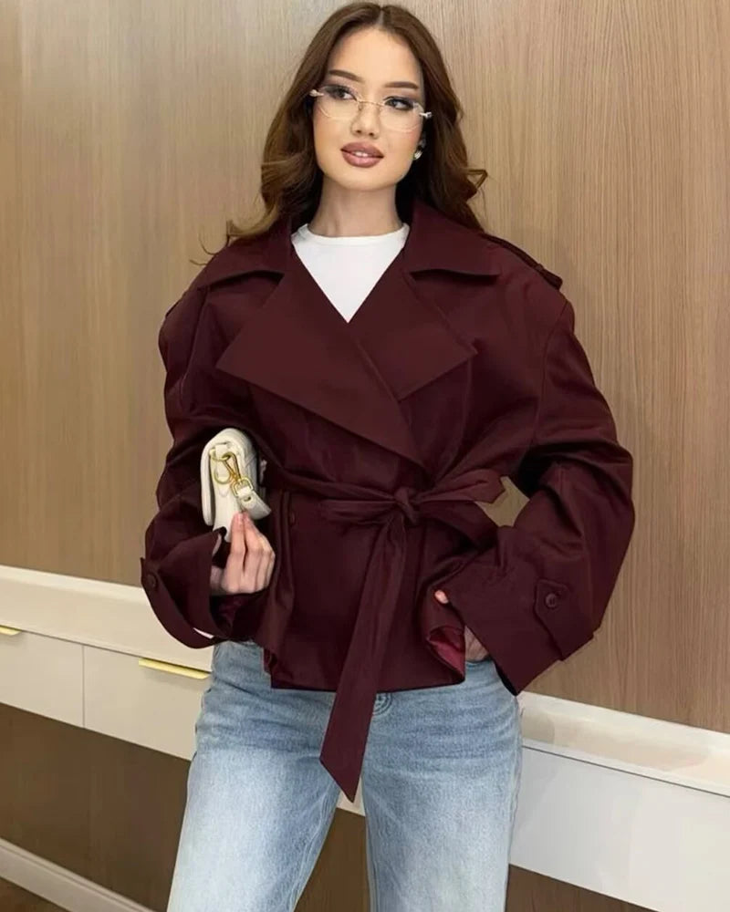 Women's Jacket 2026 New Fashion Loose Straight Fit Jacket With Belt Spring Autumn Ladies Outerwear Casaul Chic Women Trench Coat