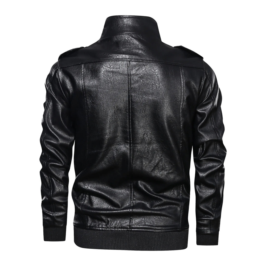 Men's Casual Motorcycle PU Leather Jacket, Biker Leather Coats, European Windbreaker, Genuine Leather Jacket, Winter, New, 2026