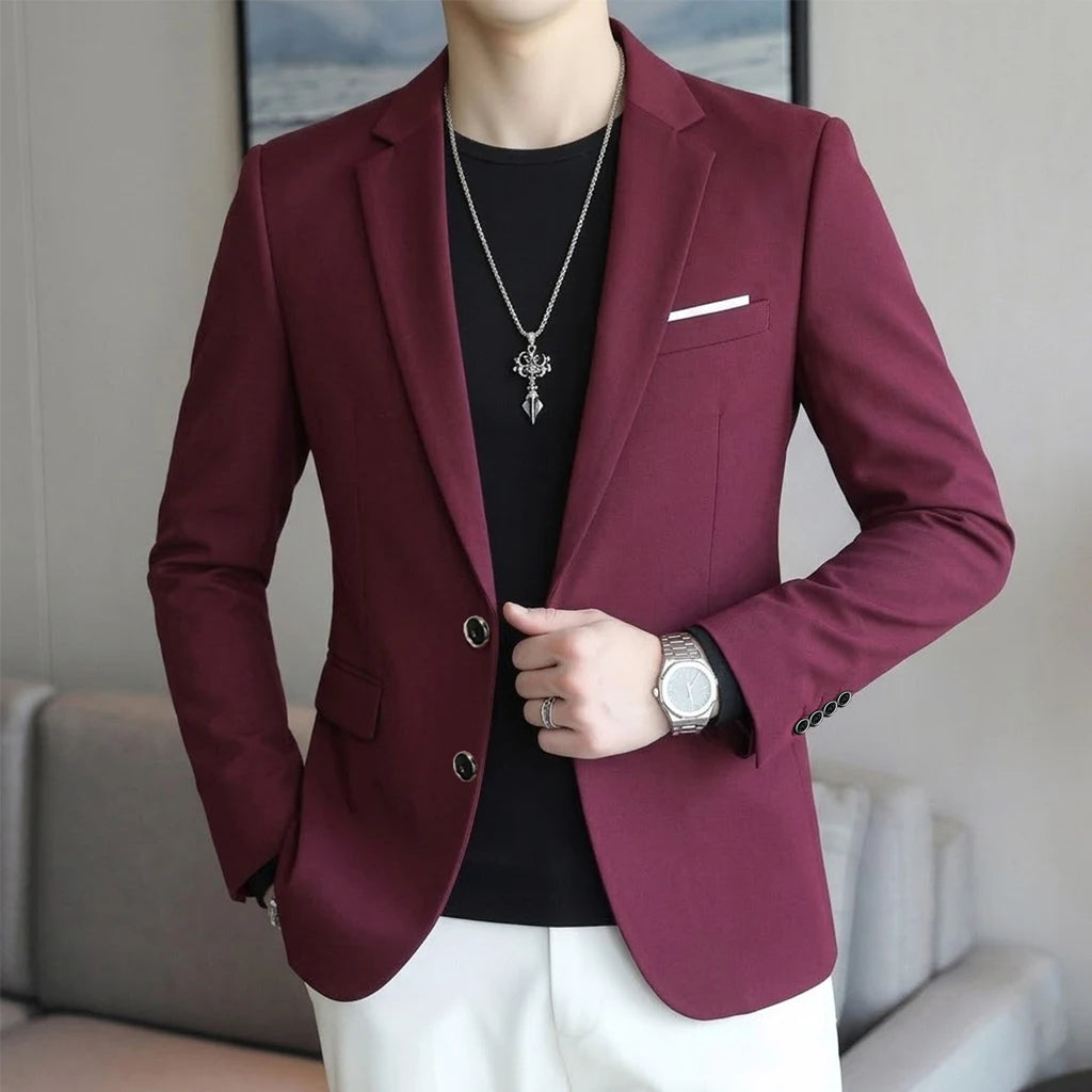Men's Slim Fit Blazer 18 Colors Casual Business Suit Jacket One Button Notched Lapel Formal Dress Blazer for Wedding Party W