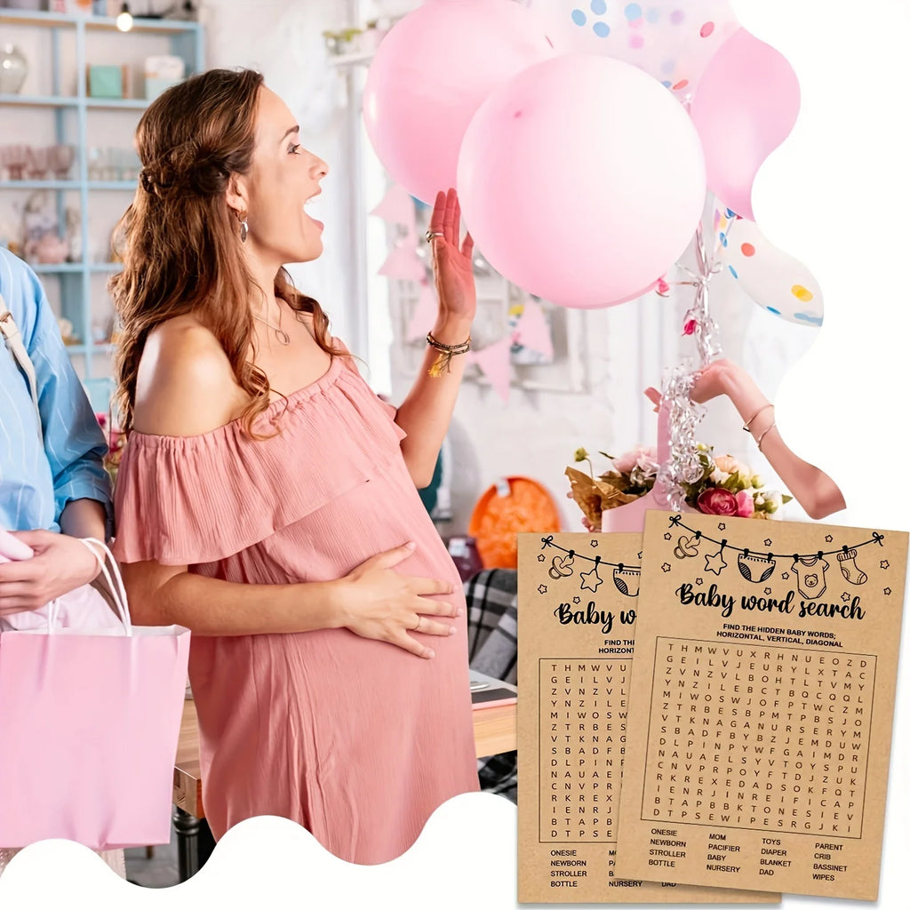Baby Shower Game, Word Search Game Cards, Baby Shower Party Games Supplies & Activities, Party Activities Ideas Supplies, Baby