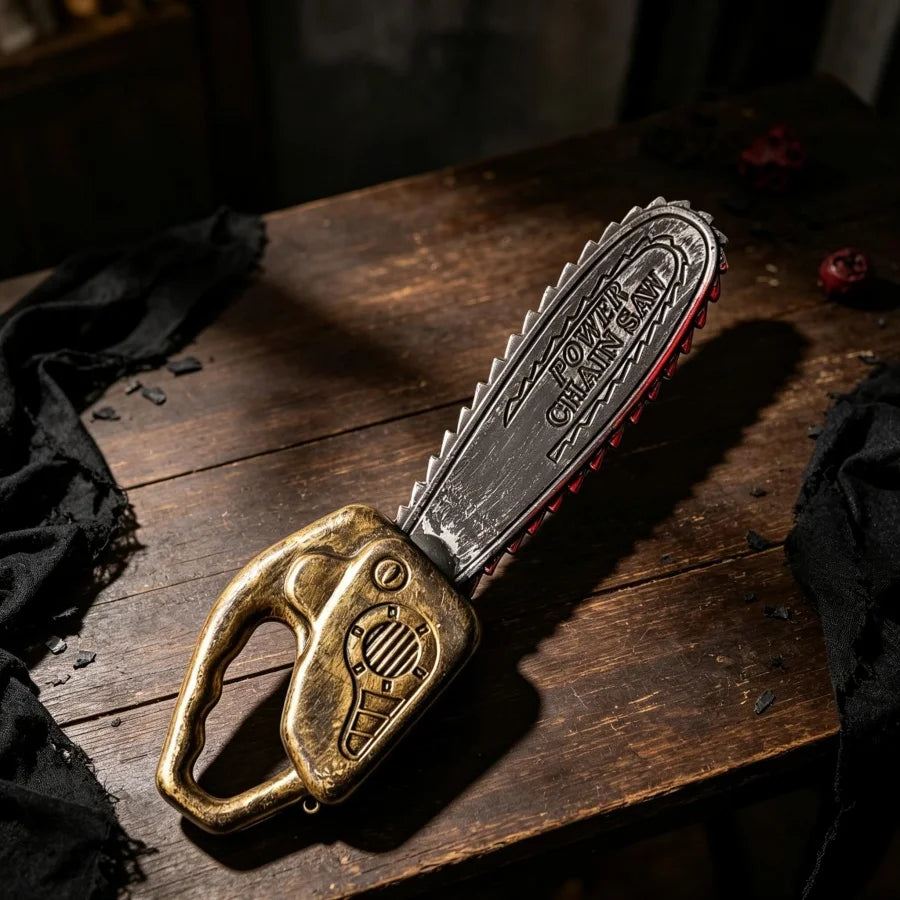 Halloween Haunted House Costume Props, Unsharpened Plastic Bloody Knife, Chainsaw, Bronze Axe—Festival Horror-Themed Accessories