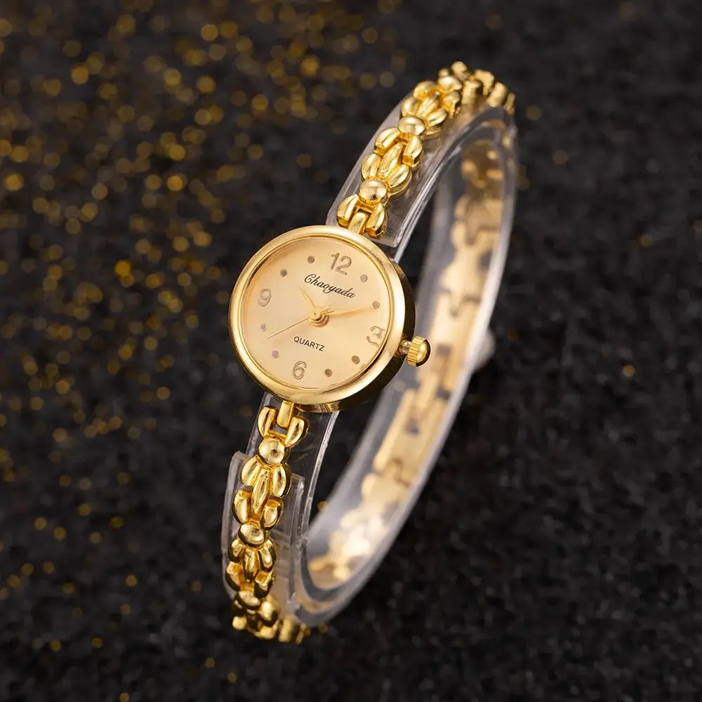 Vintage Gold Ladies Bracelet Watches Elegant Small Dial Quartz Wristwatch for Woman Fashion Simple Women Watch Relogio Feminino
