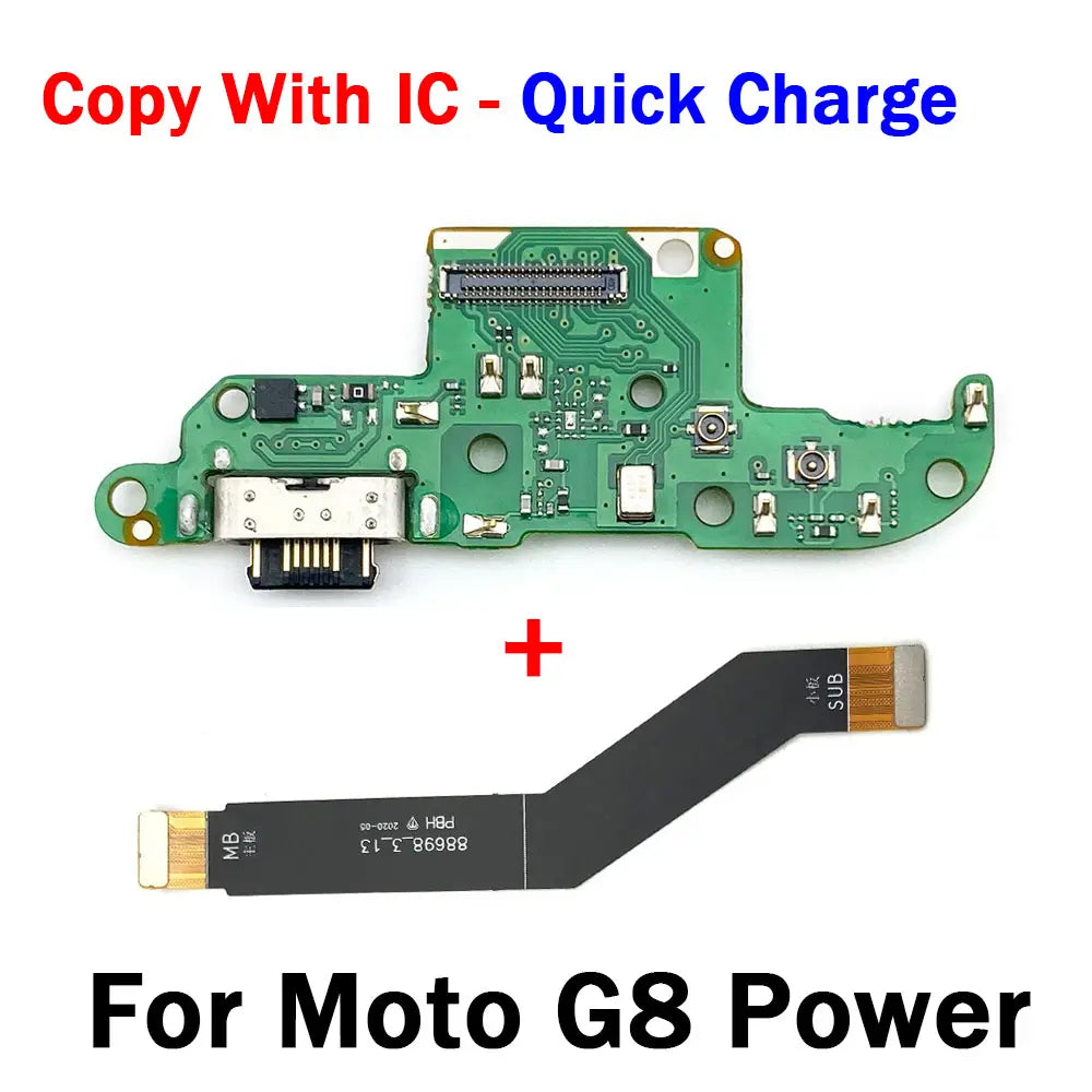 green circuit board usb charging board with usb-c port and black flexible ribbon cable for motorola moto g series charging dock