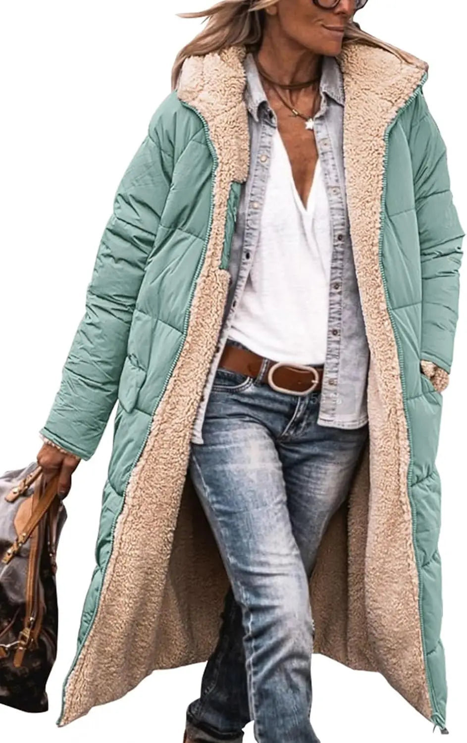 Women's 2024 Winter Fashion Clothes Oversized Shearling Fleece Long Coats Jackets