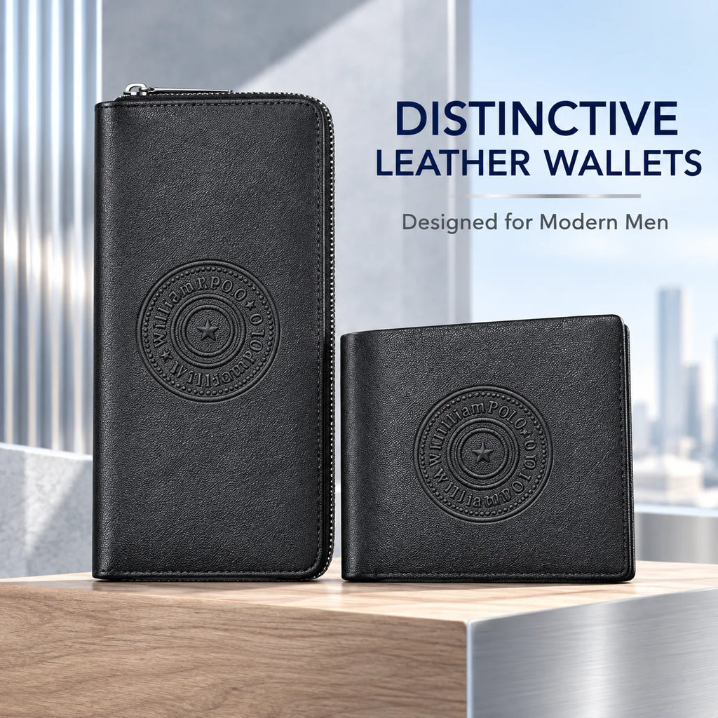 Men’s Leather Clutch Wallet Fashionable Personalized Multi Card Holder Multifunctional Handbag Zipper Purse