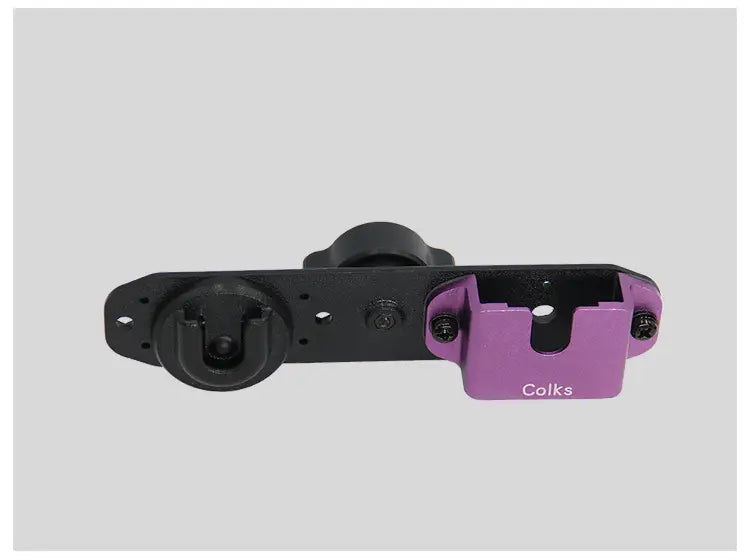 Support de fixation pour rotule sphérique 1/4 de talkie-walkie violet et noir, avec une étiquette de marque colks sur le composant de support de caméra violet.