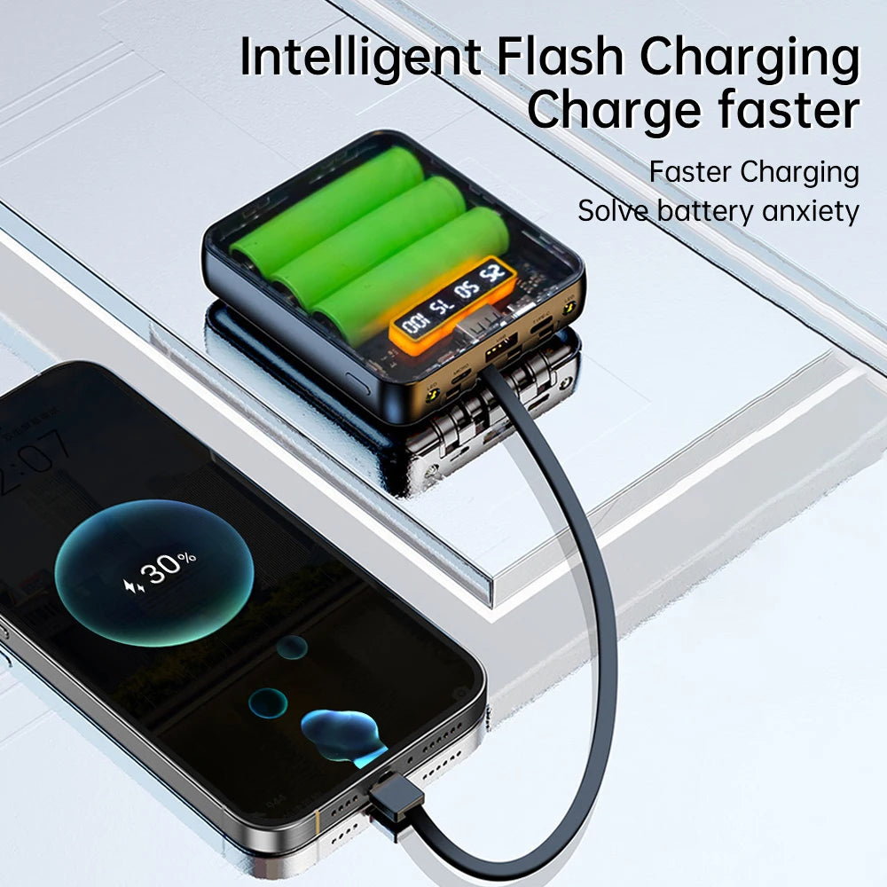 Mobile Power Bank DIY Kit 3Pcs 18650 Battery Box With 4-Wire Interfaces LED Digital Display Portable Battery Charge Storage Case