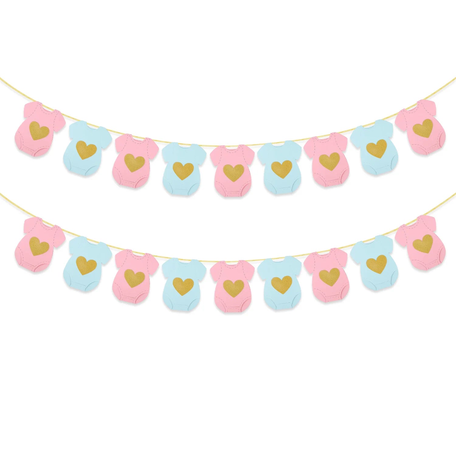 Baby Shower Paper Garland Short-Sleeve Bodysuits Clothesline Garland Gender Reveal Birthday Banner Baby Outfit Banner Flag Decor