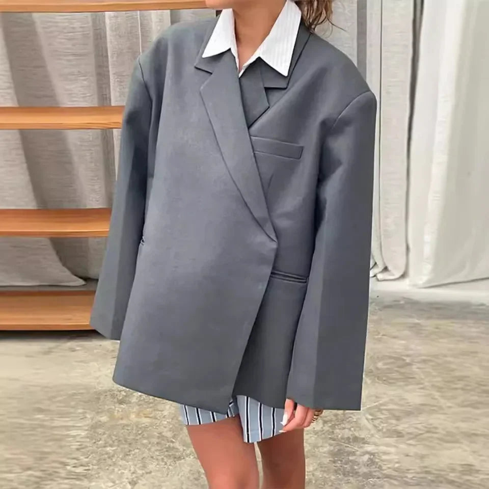 Fashion Women Blazers Coat Women Long Sleeve Lapel Side Button Suit 2026 Spring Lady New High Street Commute Outwear