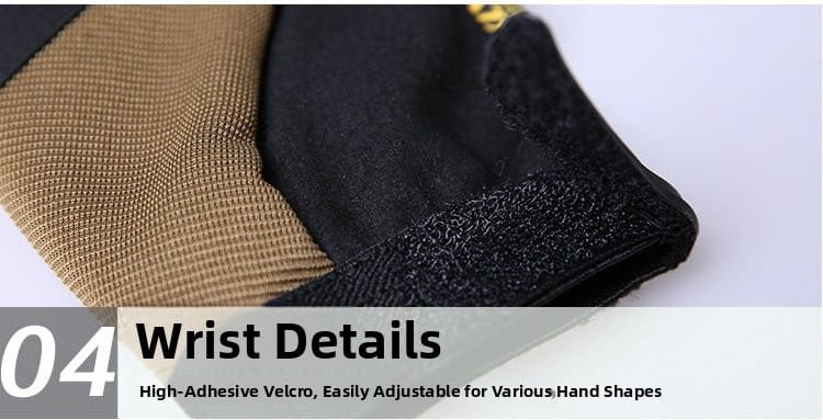 Herren-Fahrradhandschuhe mit vollständigen Fingern in Schwarz und Beige, mit einem hochhaftenden Klettverschluss am Handgelenk für eine verstellbare Passform, von der Rückseite dargestellt.