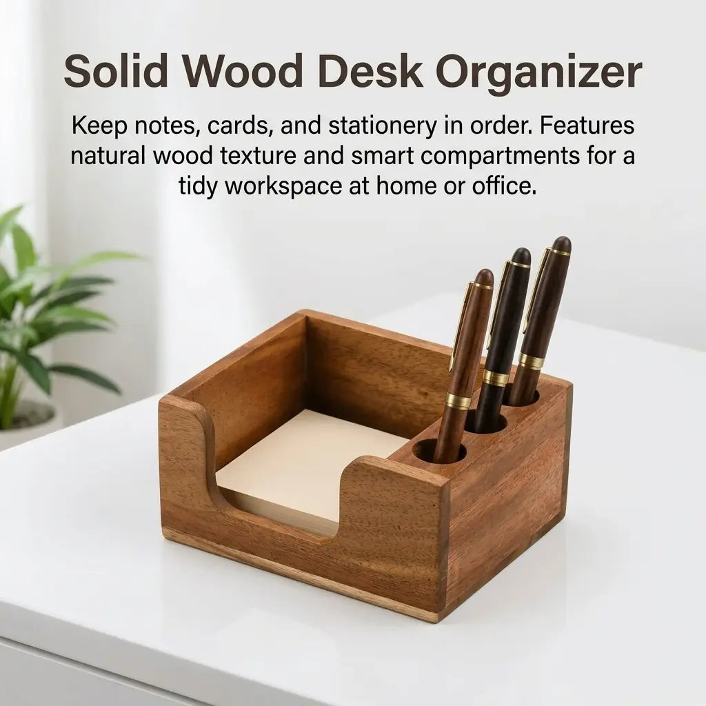 Solid Wood Desk Organizer with Smooth Surface and Eco-Friendly Finish Features Scientific Compartment Design for Office Students