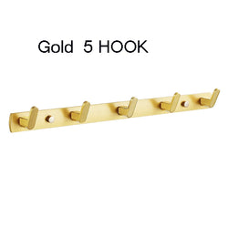 Bathroom Space Robe Hook Wall Mounted Aluminum Clothes Coat Hook Wall Hanger Black Brushed Golden Bathroom Accessories 3-6 Hooks