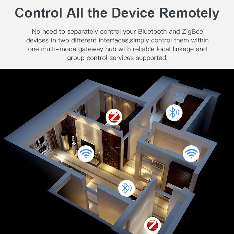 Multi-Mode-Gateway-Hub für Smart-Life-Geräte mit Bluetooth- und Zigbee-Konnektivität zur Fernsteuerung in einem eleganten schwarzen Design