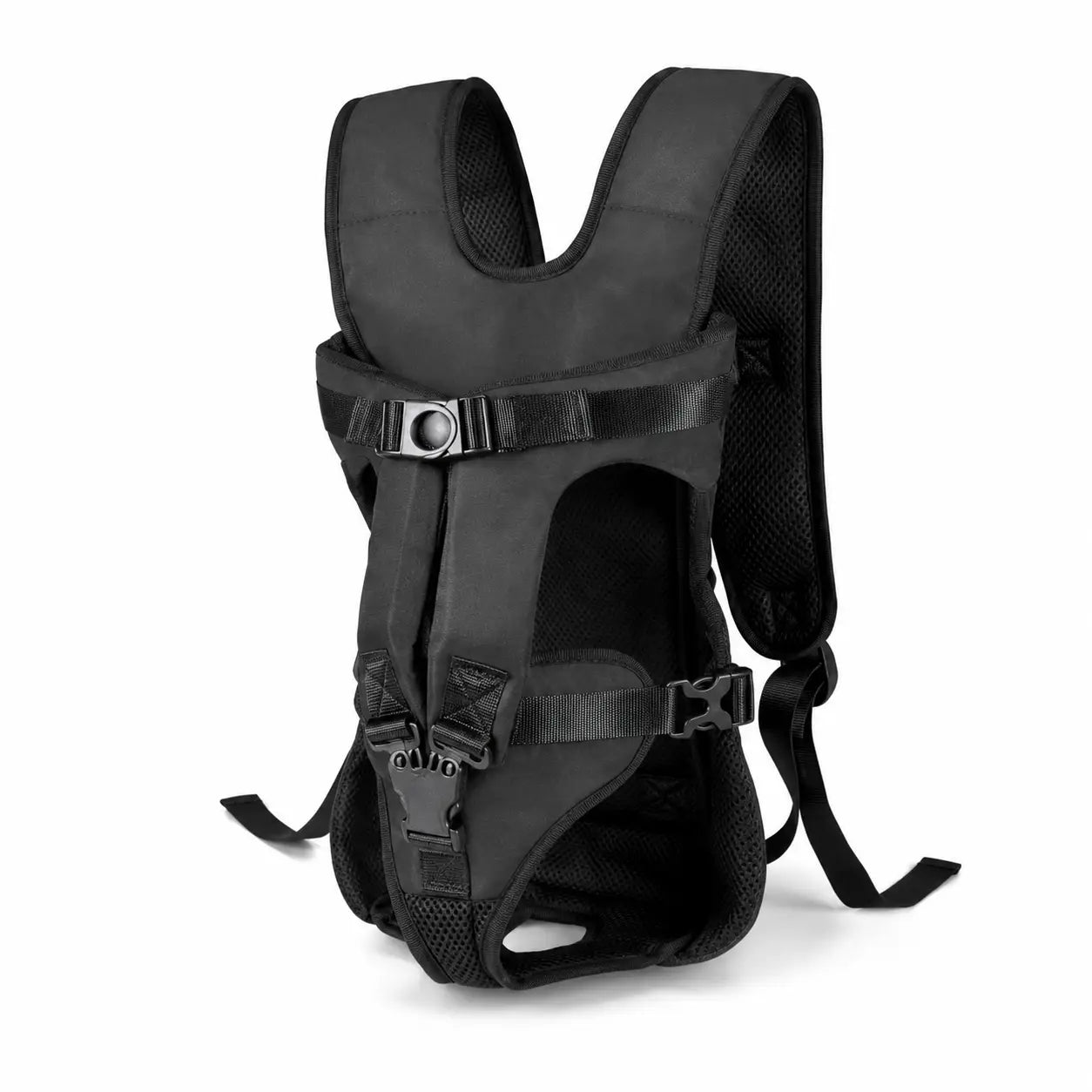 Sac à dos de transport pour chien noir avec panneaux en maille respirante et bretelles réglables, pour des déplacements confortables de l’animal