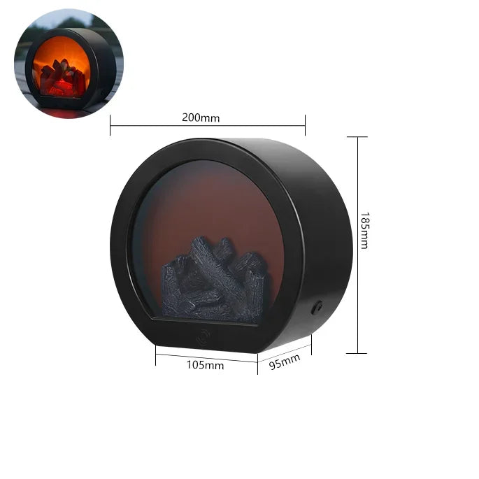 LED Fireplace Lamp Realistic Flame Effect Vintage Battery Powered Room Holiday Light for Christmas Halloween Decoration