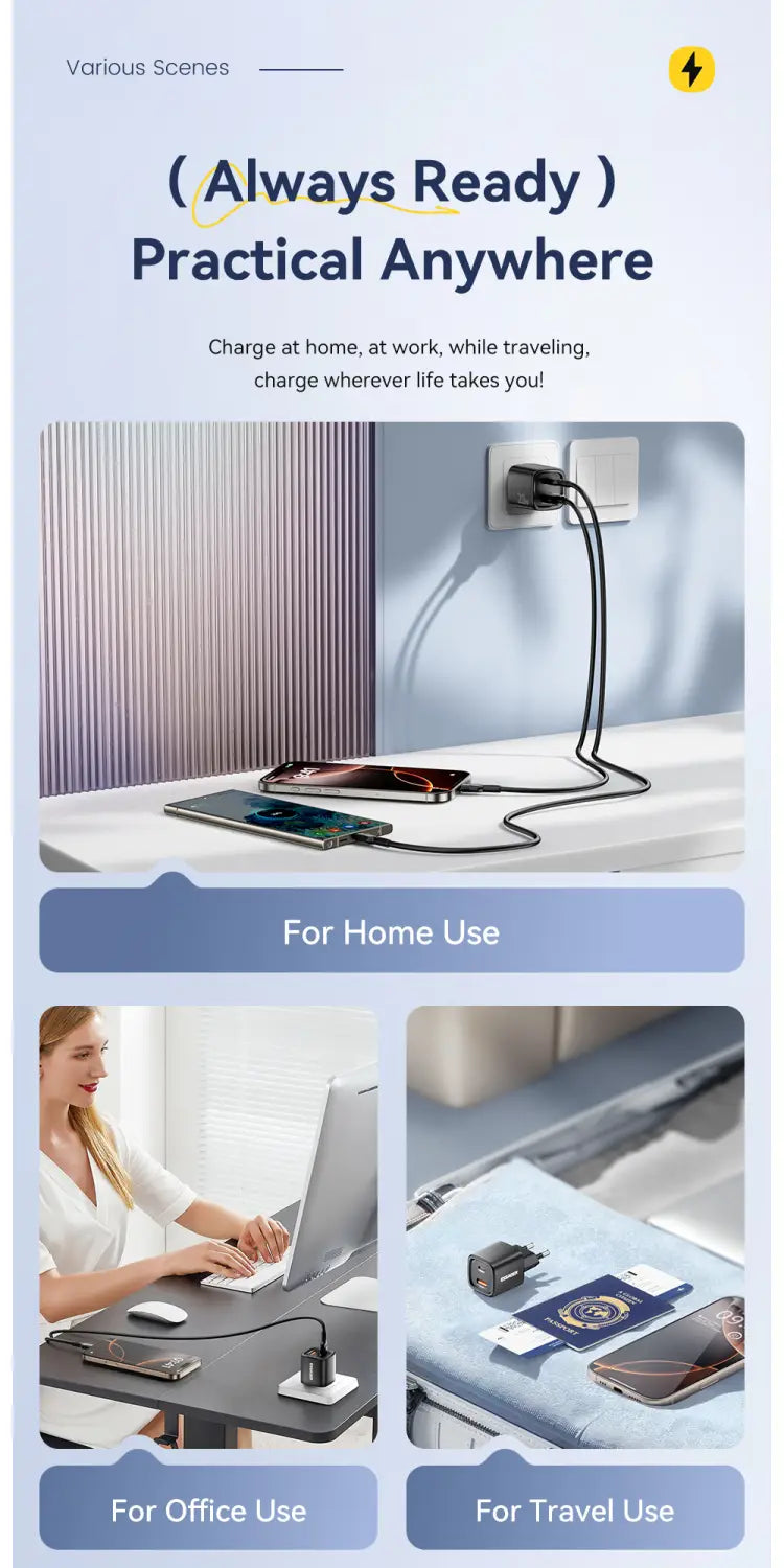 black usb-c charging cable with a compact sleek design for versatile use at home office or travel featured with the essager 20w usb c fast wall charger