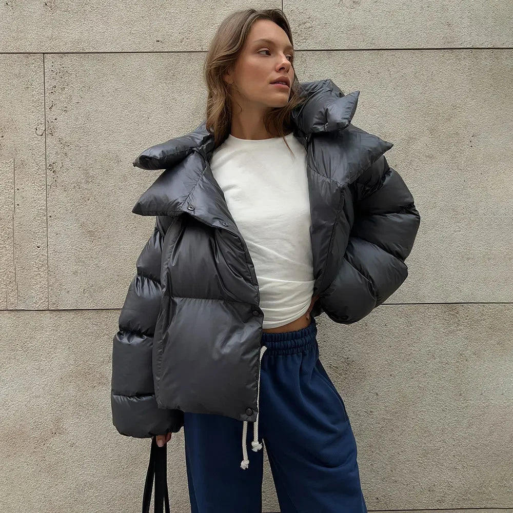 Padded Clothes Parkas Winter Women's Bread Clothes Padded Jackets Coats Trendy Street Short Hooded Padded Jackets Parkas Outwear