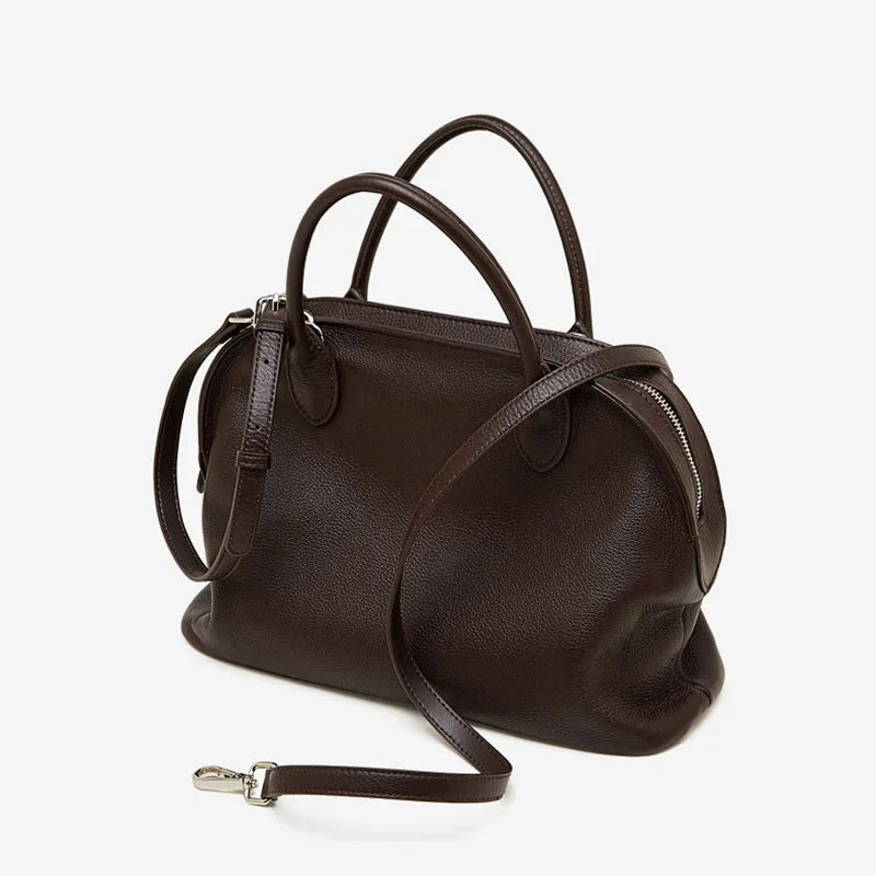 Genuine Leather Women's Bag Original First Layer Cowhide Women's Hand Shoulder Simple Tote Bag Occupation