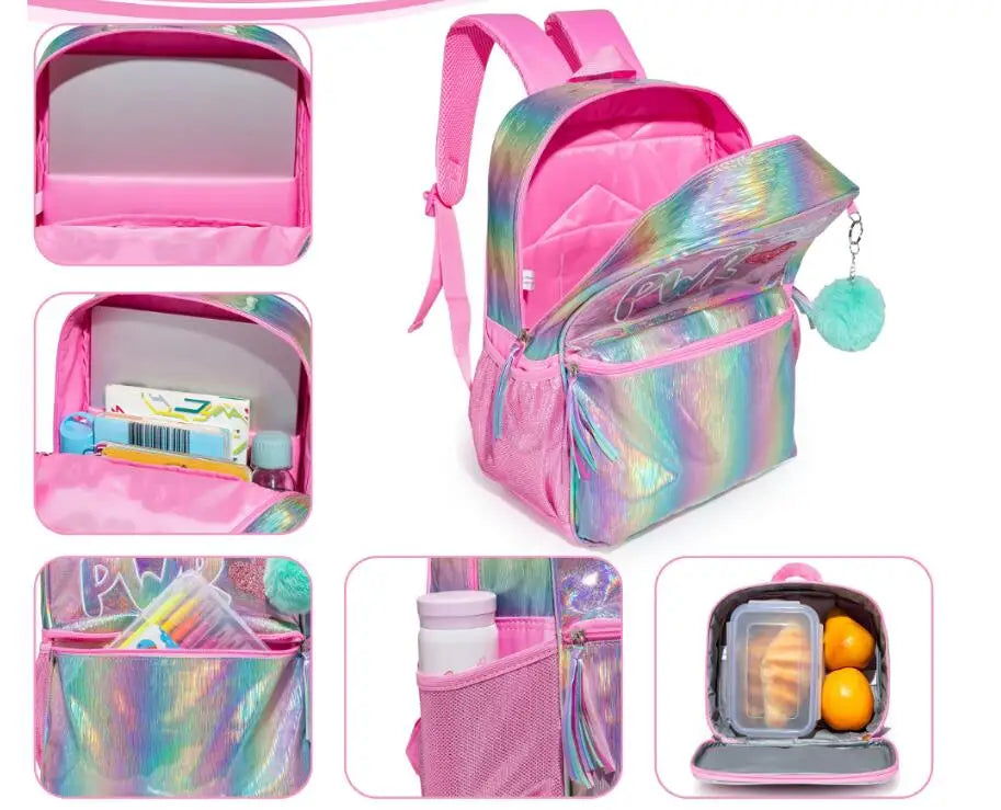 Kids schoolbag 16 Inch School bag set 3 pcs Lunch Bag Pen Bag for girls School Backpack for girls Preschool Girl's Backpack Set