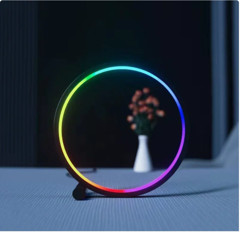 LED Simple Round Ring Table Lamp RGB Symphony Round Night Light Bedroom Living Room Restaurant Hotel Decoration