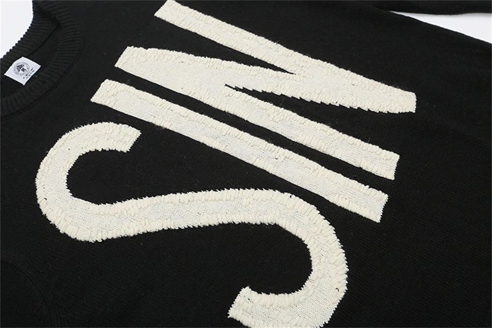 2025fw SIN Saint Sweater Men Women Black Heavy Fabric Unisex Crewneck Knit Sweatshirts