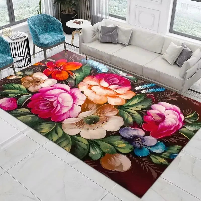 Red Rose Rugs for Living Room Romantic Flower Carpet Soft Floor Mat Floral Rugs for Bedroom Valentine's Day Decorative Area Mats