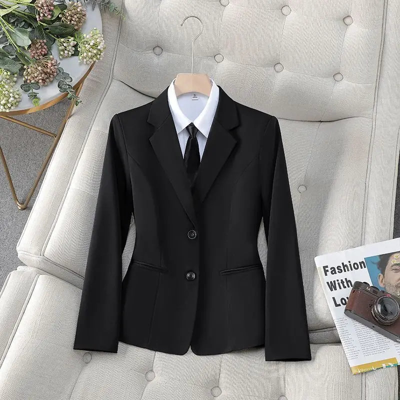 Professional Black Suit Jacket for Women Spring New Style Interview Formal Wear Government Employee Long Sleeve Chinese Produ...
