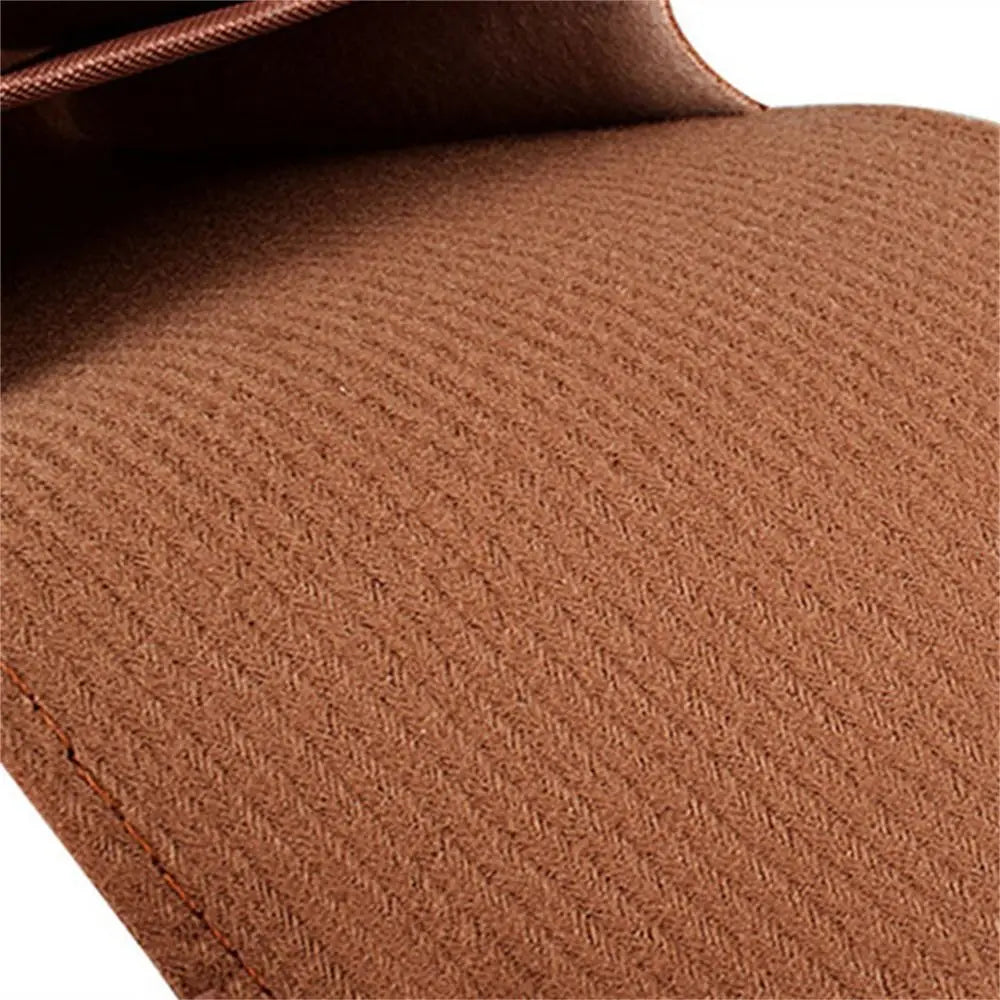 Pu leather digital storage bag portable cable organizer with brown herringbone-patterned fabric lining featuring subtle texture and stitched edge.