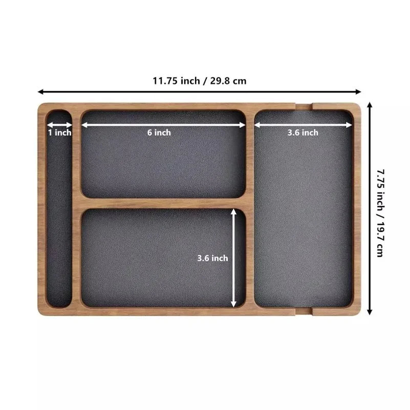 Office Desktop Storage Box Solid Wood Partition Storage Box Mobile Phone Headphone Debris Storage Box Wooden Storage Tray