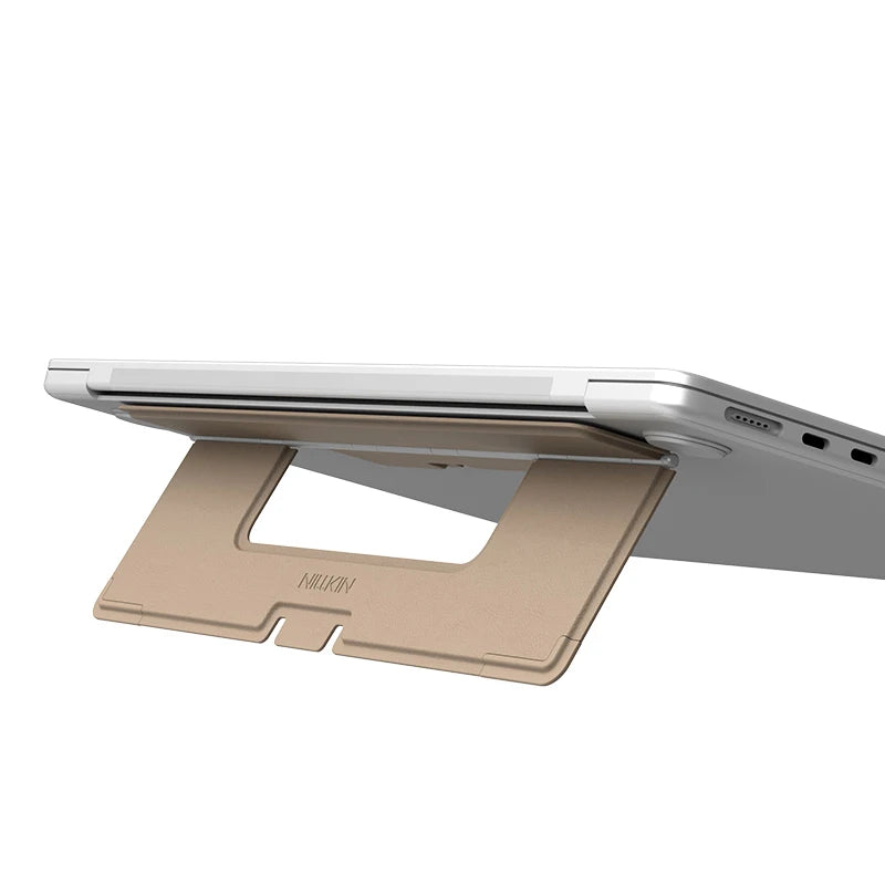NILLKIN Foldable Multi-Angle Laptop Stand, Adhesive Mount w/Aerospace Hinge, Portable Ergonomic Riser for Posture & Ventilation