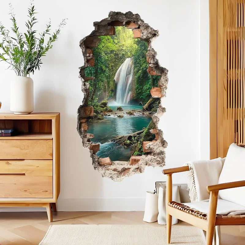 Creative Imitation 3D Landscape Wall Sticker Self-adhesive Wall Decoration for Living Room Bedroom Home Background