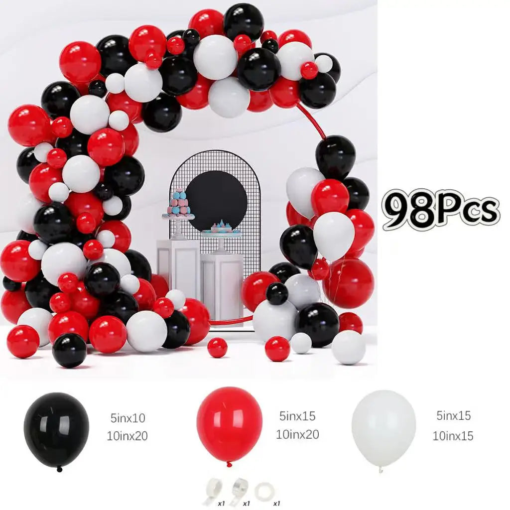 98Pcs Red White and Black Balloons Garland Arch Kit for Wedding Bridal Shower Baby Shower Birthday Graduation Party Decorations