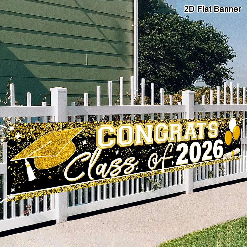 Congrats GRAD Banner Happy Graduation Banner Congratulations Graduation Backdrop Photo Props Graduation Party Supplies