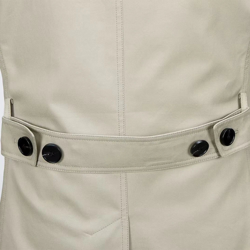 Luxury Cotton Trench Coat Men Spring Summer Trench Coats Jackets For Men Fashion Beige Long Coat Men Mens Jacket