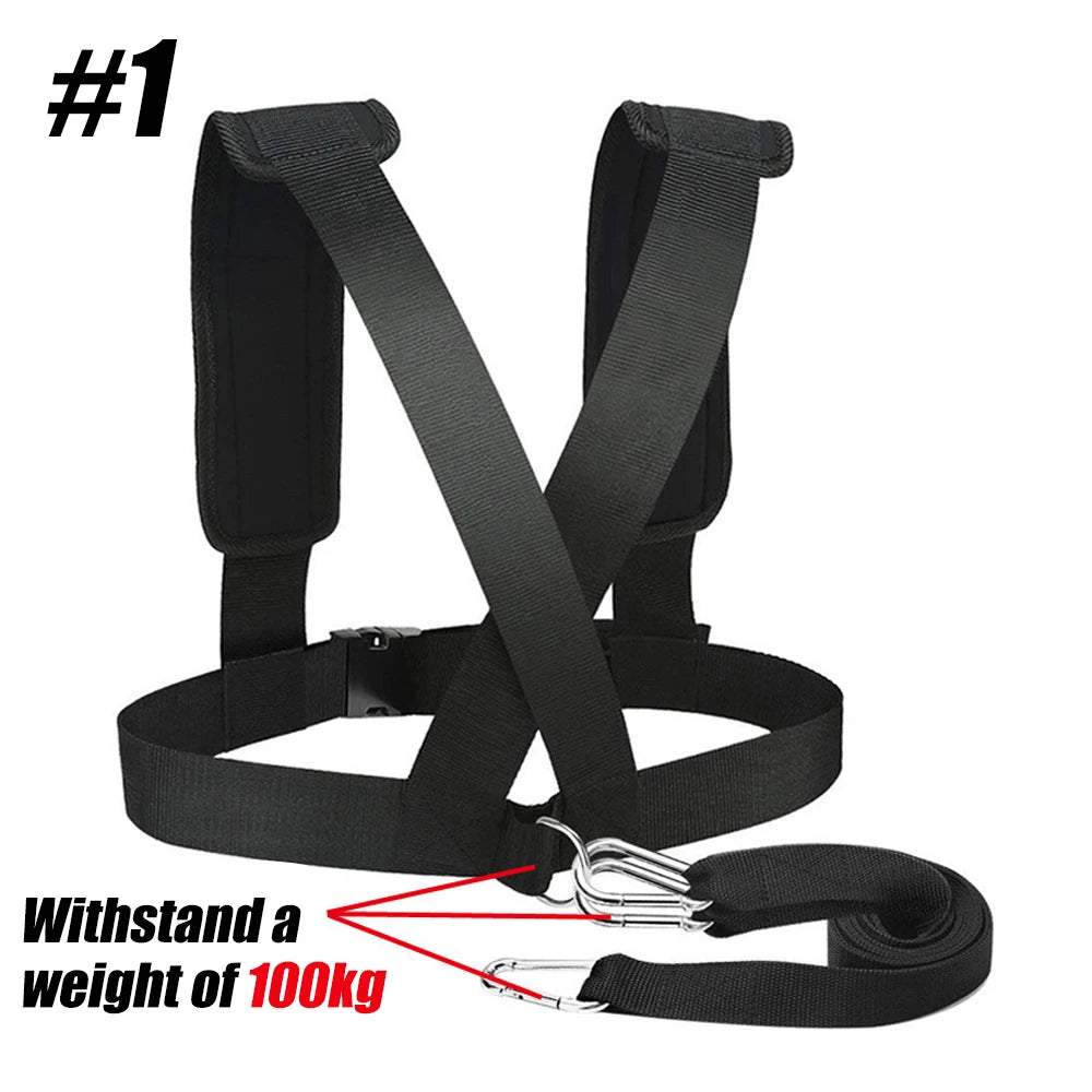 Sled Pulling Harness, Tire Pulling Harness with Pull Strap Resistance Training, Adjustable Padded Shoulder Strap Harness Trainer