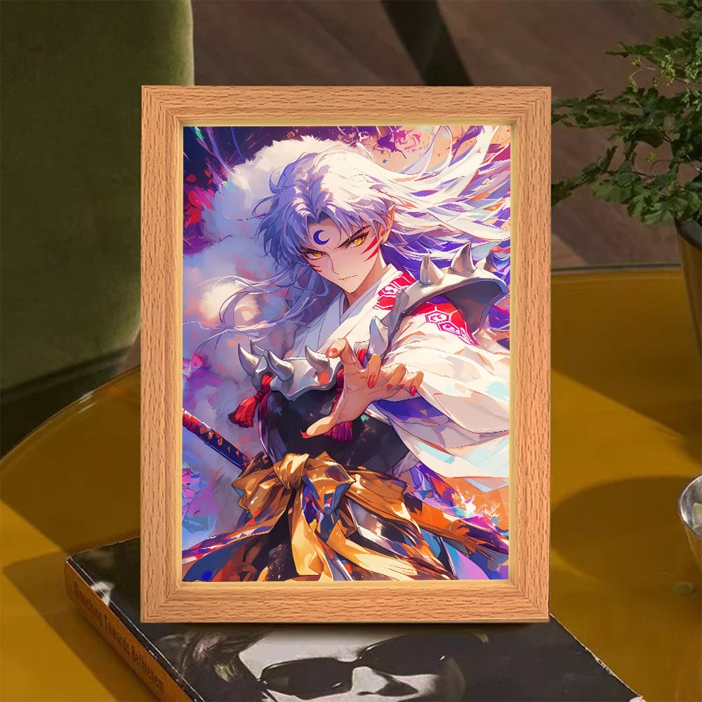Anime Character Light Picture Frame, Inuyasha Character LED Light, Wall Decoration, Room Night Light, Gift, Moonlight Light