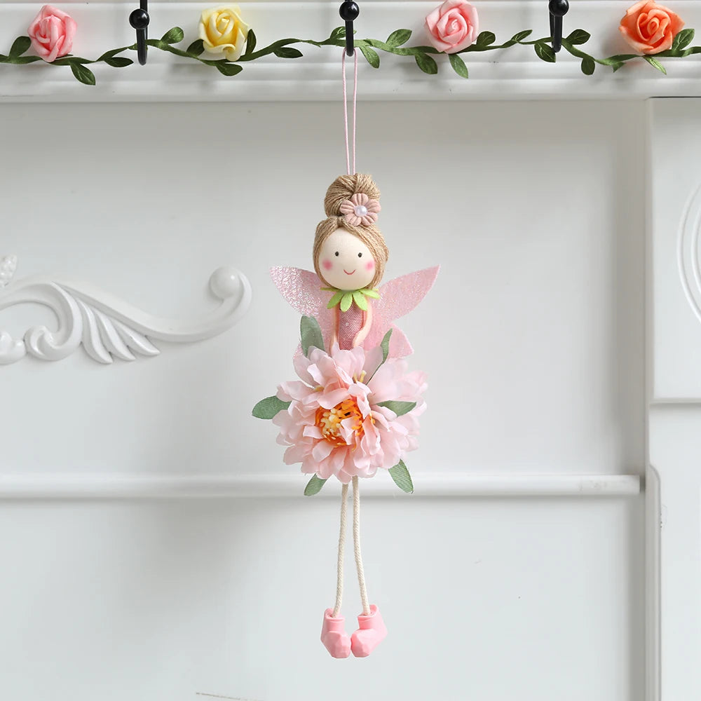 21cm Easter Flower Fairy Pendants Pink Yellow Living Feet Fairy Dolls Easter Party Decorations Home Decor Supplies Kids Gifts