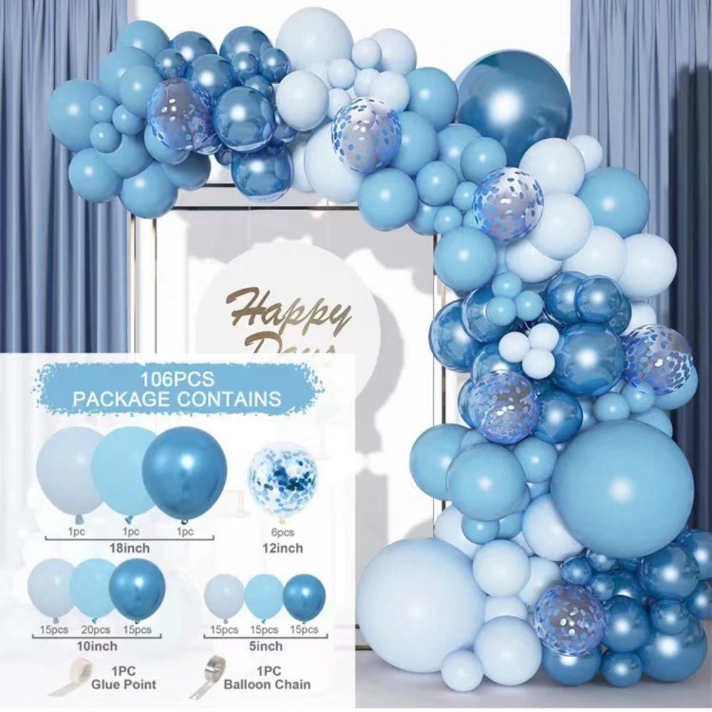 Blue Balloon Garland Arch Kit Happy Birthday Party Set Decorations Confetti Ballons Baby Shower Baloon Wedding BG Decor Globos